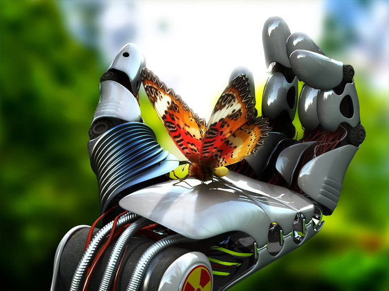 механизм, рука, робот, бабочка