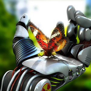 механизм, рука, робот, бабочка